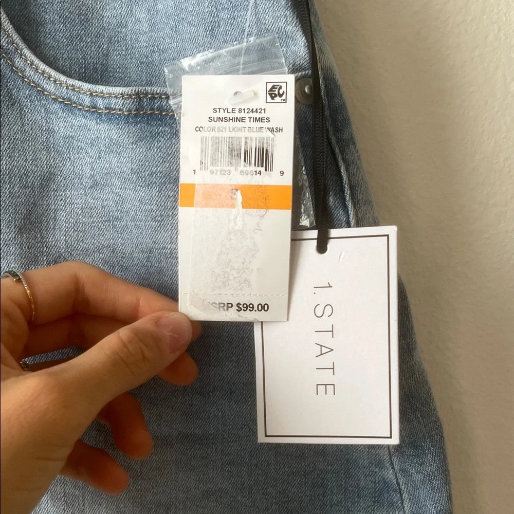 1. State Light Blue A-Line Denim Skirt - Picture 2 of 5